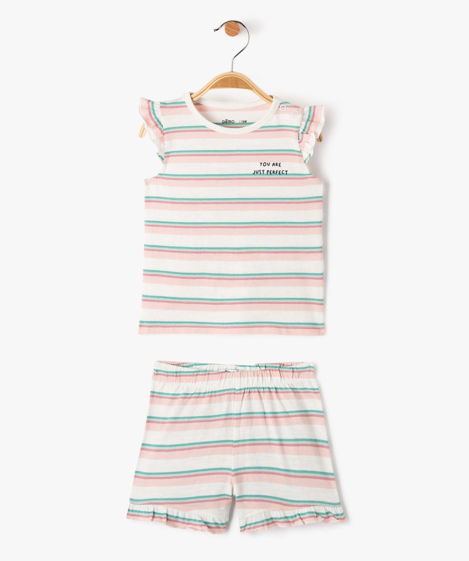 Pyjashort bébé fille rayé ecru | GEMO