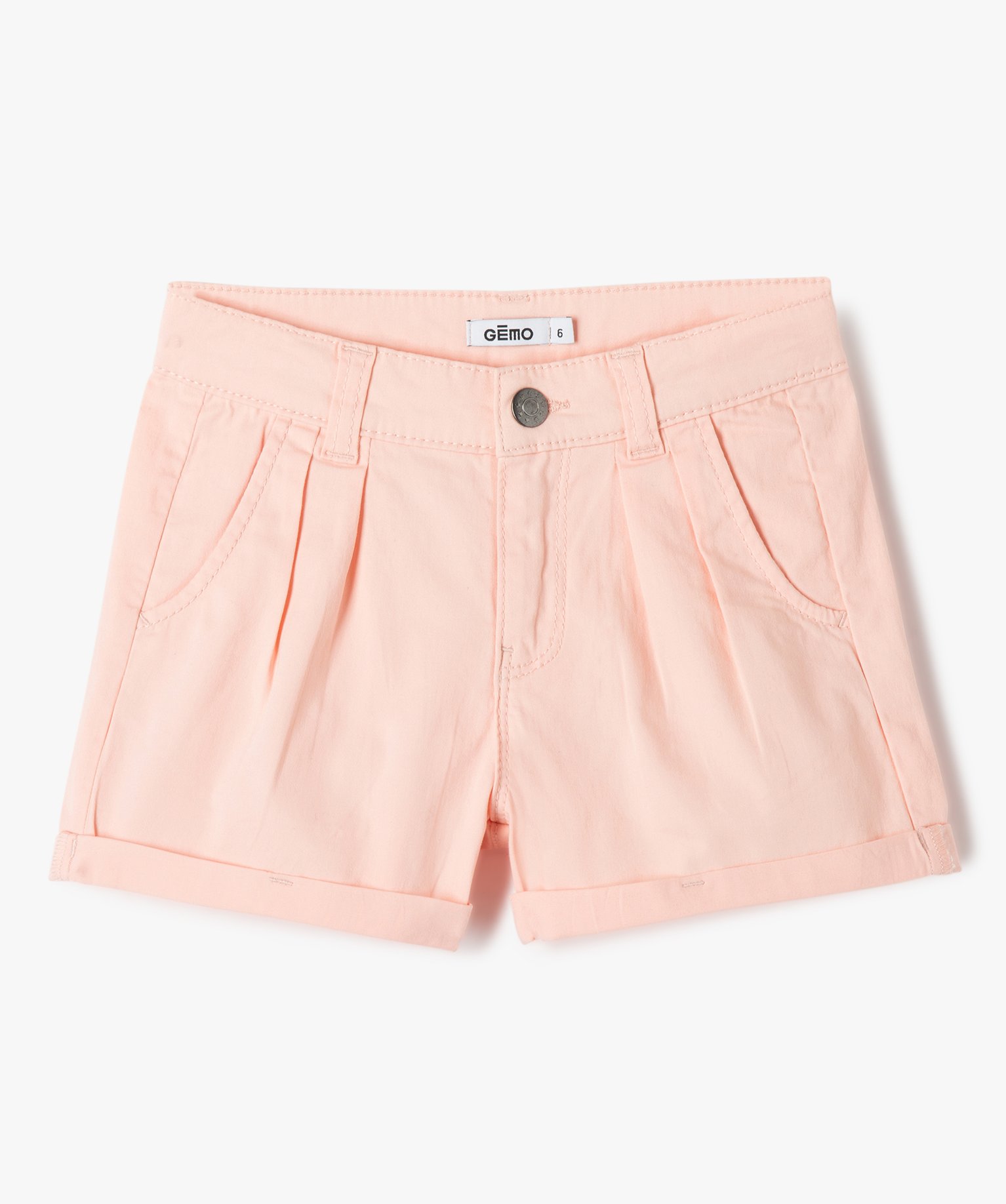 Short fille large en toile de coton rose | GEMO