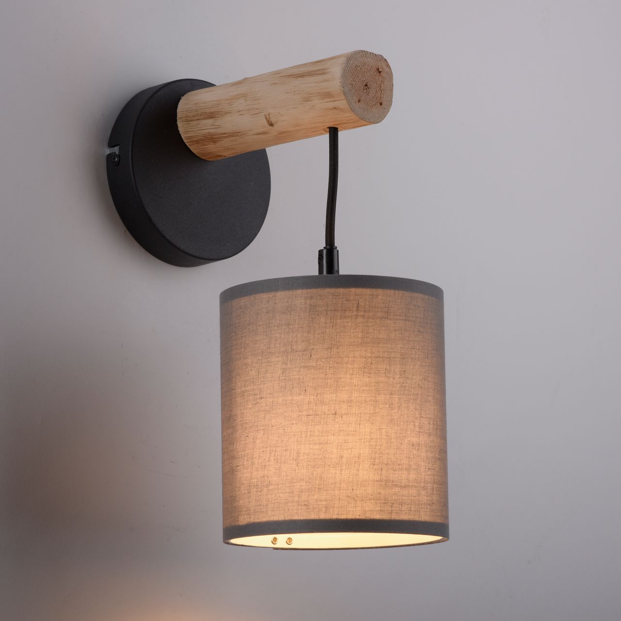 JUST LIGHT Wandleuchte GREEN TRIBU, 1x E27/10,00Watt max., Eukalyptusholz, Taupe