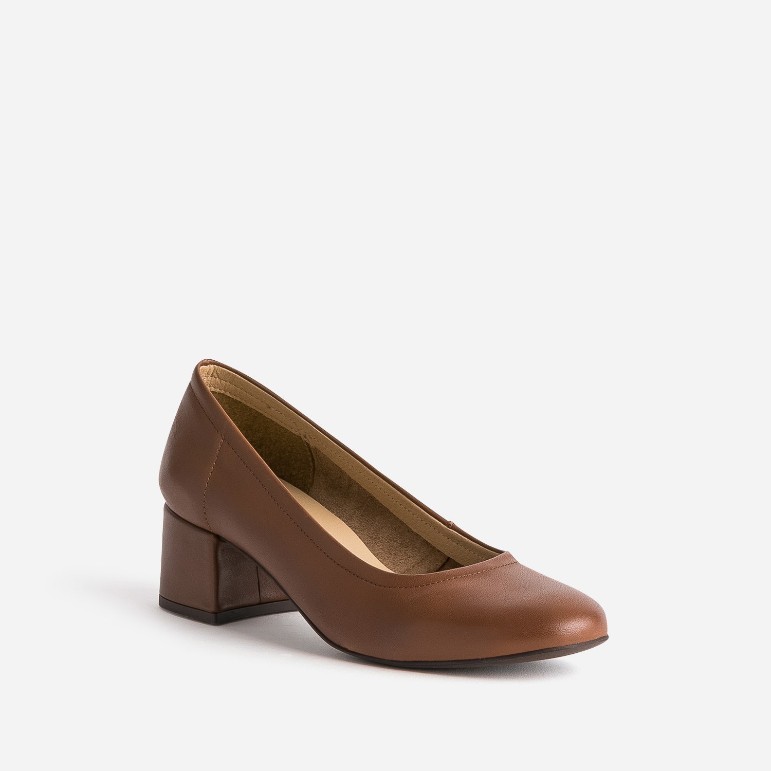 Escarpin cognac éco-conçu en cuir