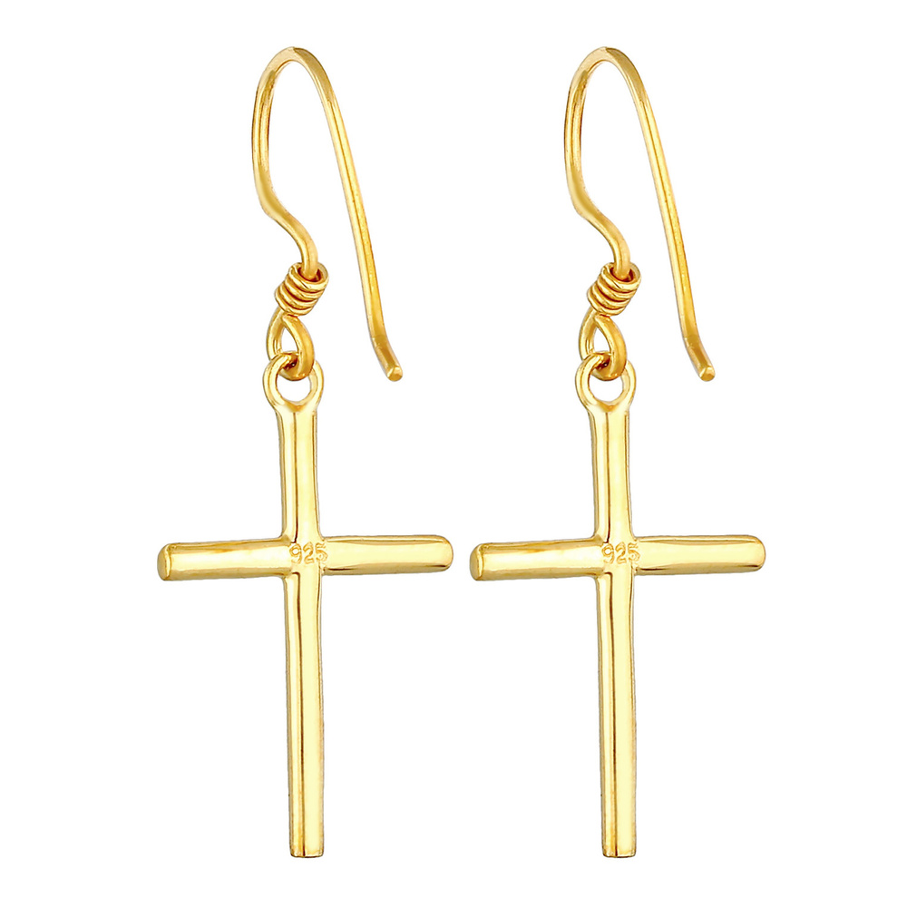 Elli Elli Boucles d'Oreilles Femmes Pendentif d'oreilles Croix en Argent Sterling 925  Boucles d'oreilles