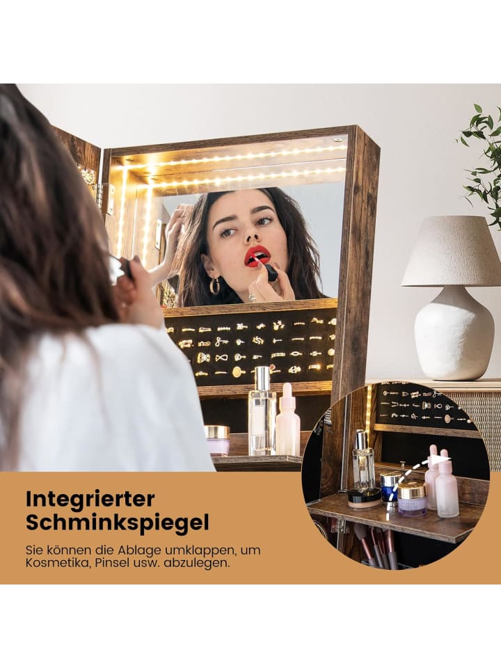 COSTWAY Schmuckschrank mit LED in Braun günstig kaufen onesize