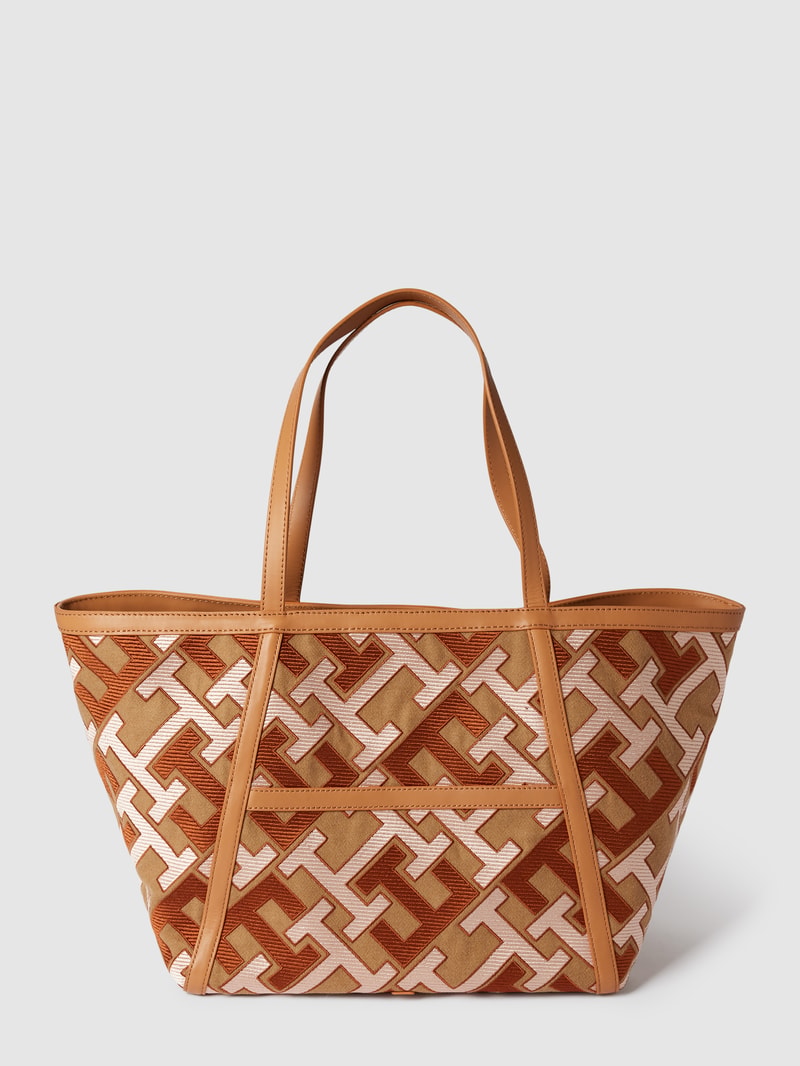 Shopper mit Allover-Logo in camel