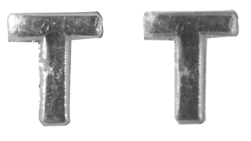 Rayher Wachsbuchstaben -T- silber 9mm 2Stück