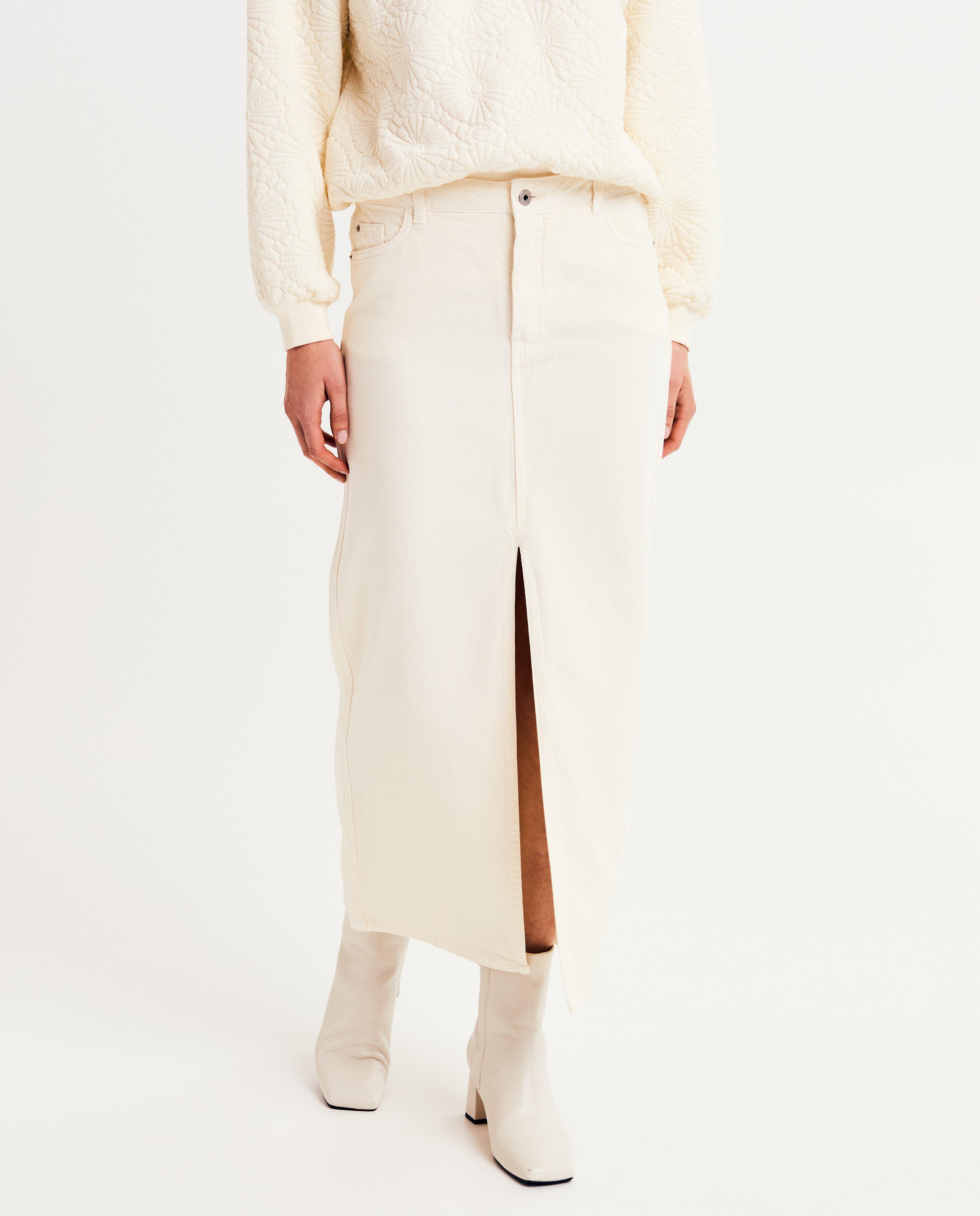 Fustă din denim Sora White albă