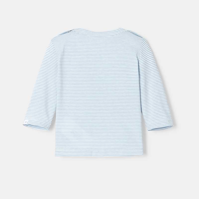 T-shirt à manches longues rayé en coton bio bleu naissance Absorba