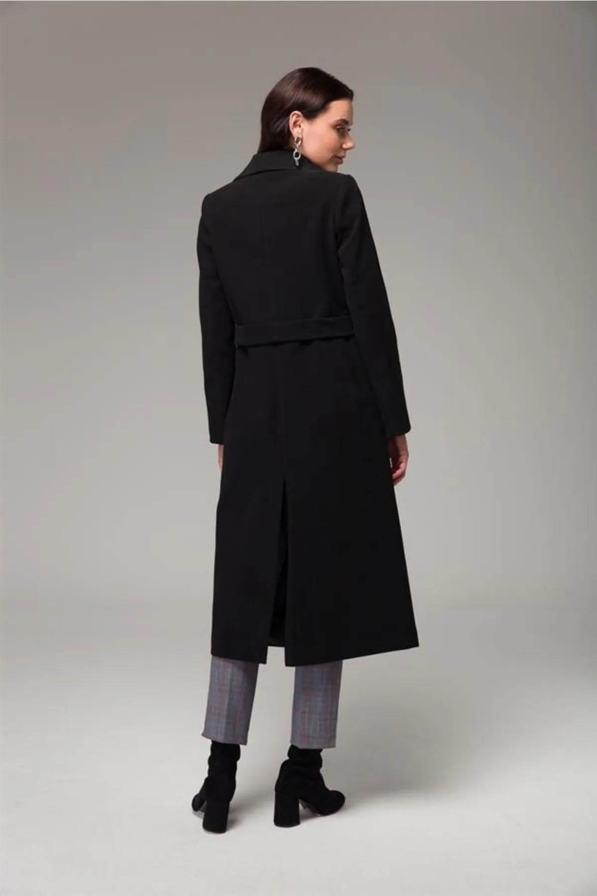 Concept.  Zweireihiger, an der Taille gebundener, mittellanger Mantel, Schwarz 3754