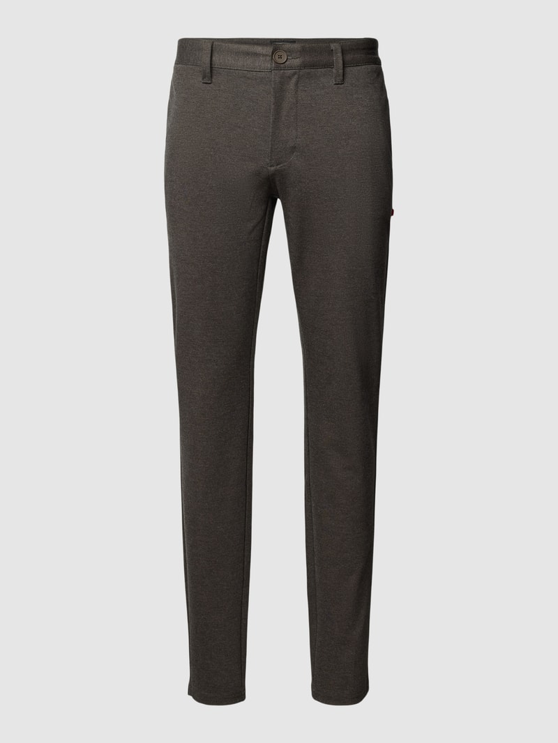 Tapered Fit Stoffhose mit feinem Allover-Muster Modell 'Mark' in mittelbraun