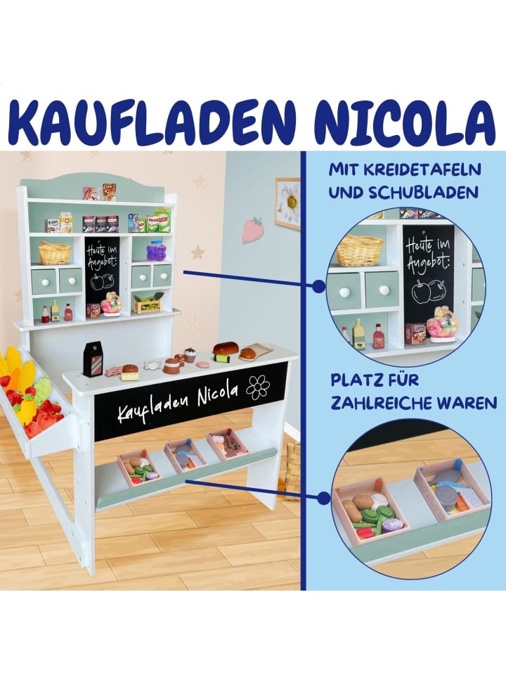 Coemo Kaufladen Nicola Holz mit Theke in Grün günstig kaufen onesize