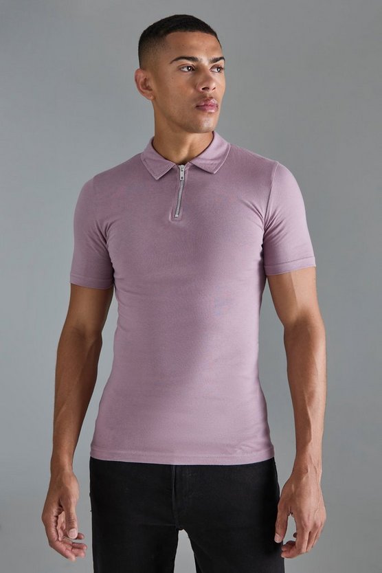 Muscle-Fit Poloshirt mit Reißverschluss