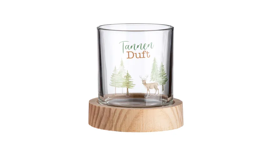 GILDE Glas Windlicht Waldesruh H=10cm klar, naturfarben