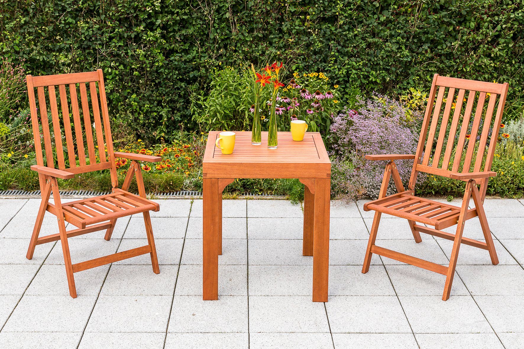 MERXX Gartensessel Vitoria (Set, 2-St), 2er Set, Eukalyptusholz, klappbar, verstellbar, braun