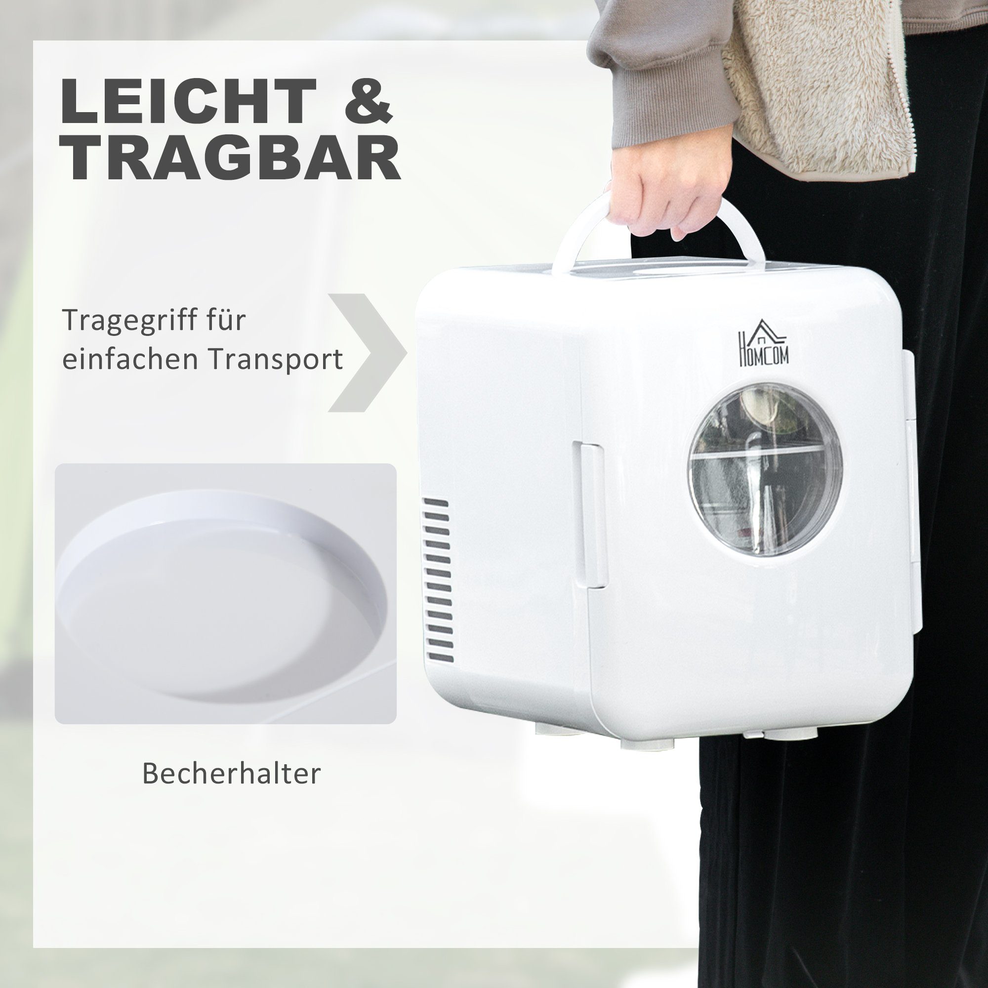 HOMCOM Kühlbox Auto-Warmhaltebox, 4L Kühlschrank Mini-Kühlschrank 60 W für Camping Weiß