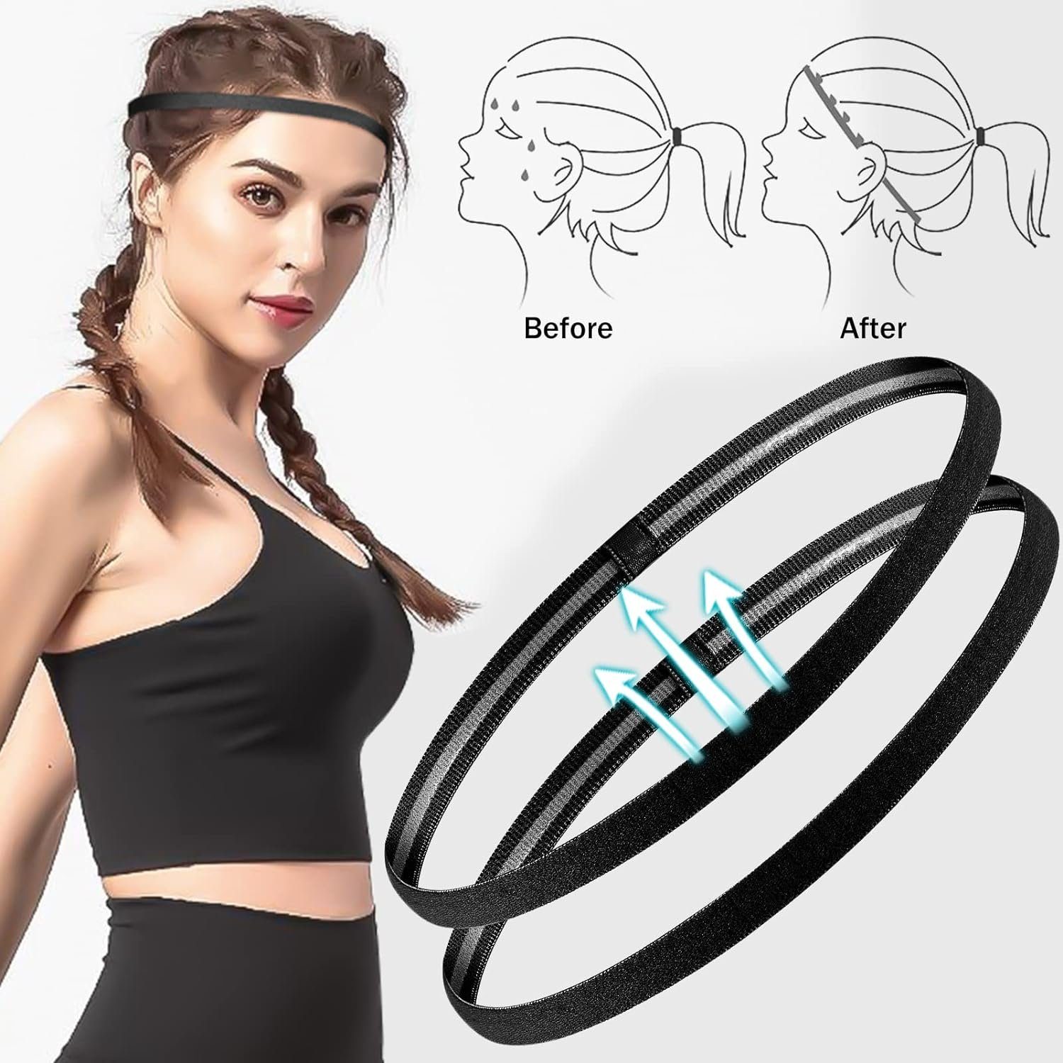 KOMIRO Haarband Haarband Herren Elastische Haarband Jungen Sport 6 Stück, 6-tlg.