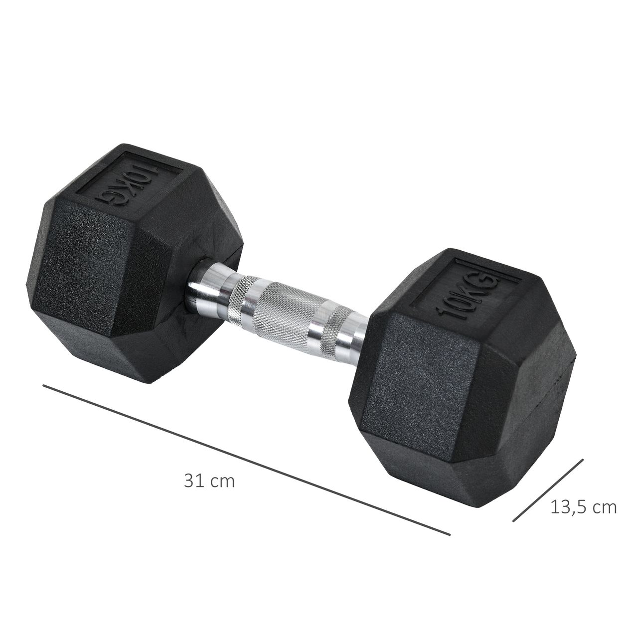 HOMCOM 2er-Set Gummi-Hantel Fitness Hantel Kurzhantel für Trainingsraum schwarz 10 KG