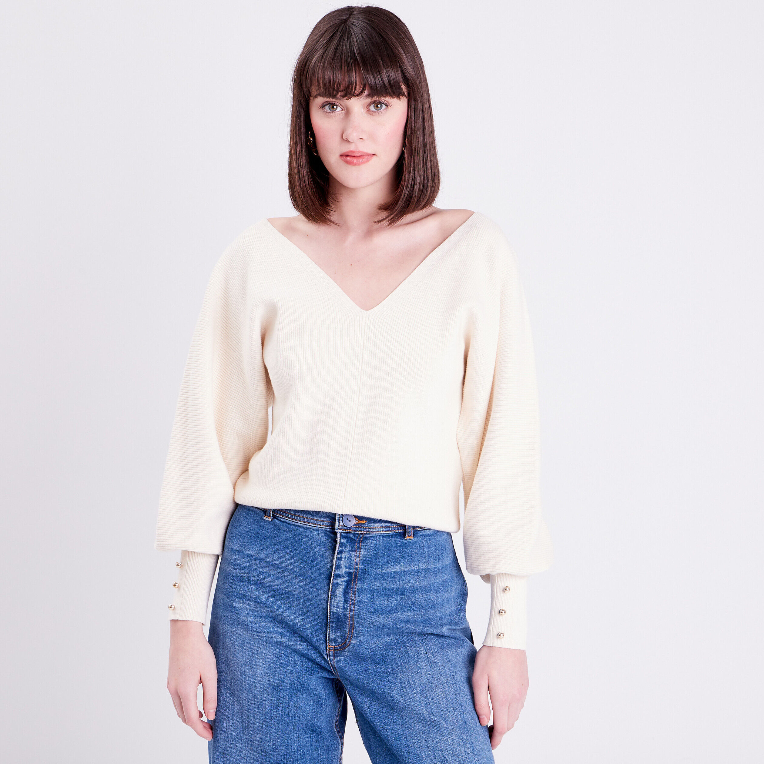 Pull manches chauve-souris ecru femme | Cache Cache