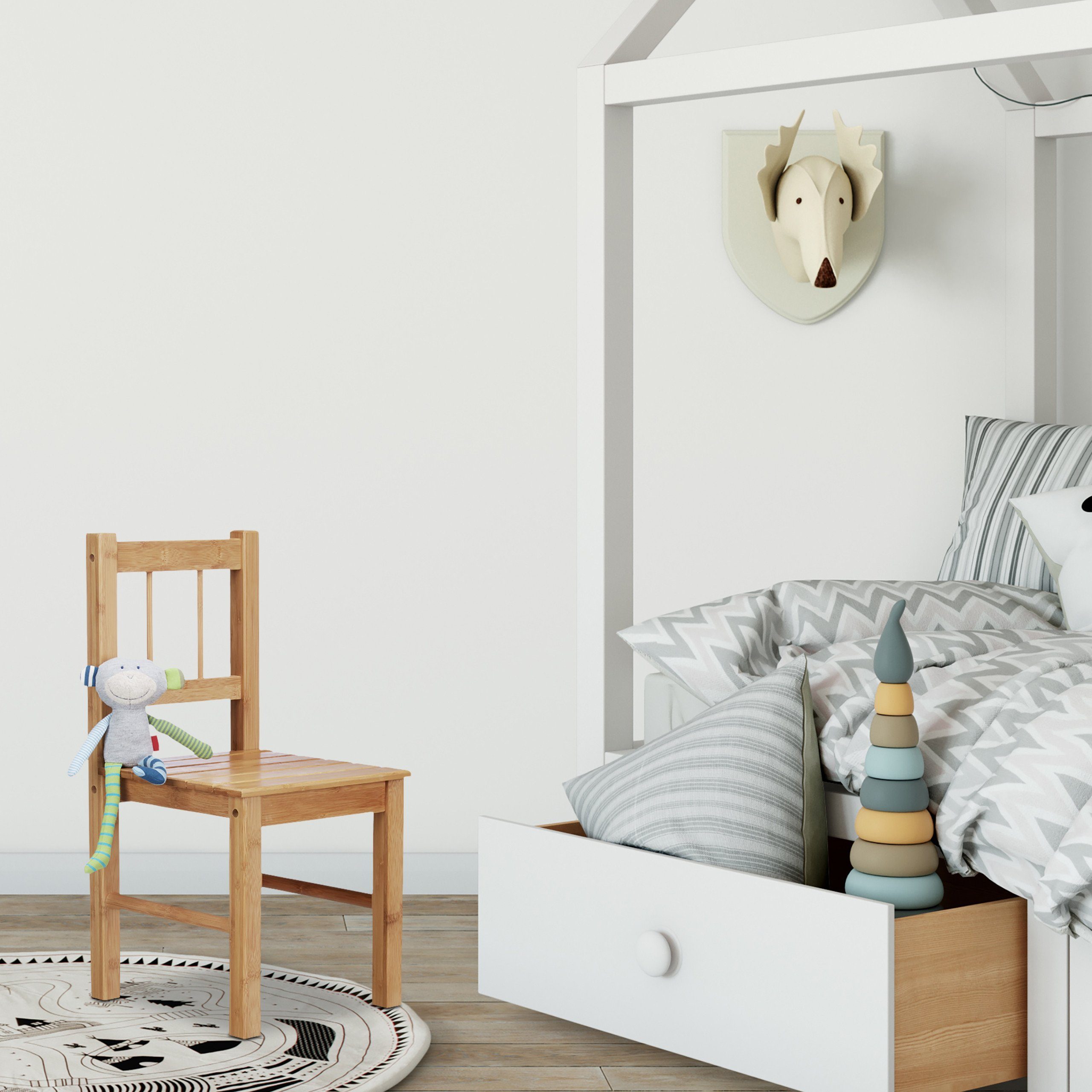 relaxdays Blumenhocker Deko Stuhl Bambus