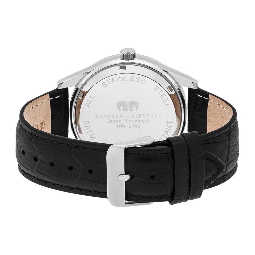 Rhodenwald & Söhne Montre à quartz Couragian en Cuir véritable en Noir Montre