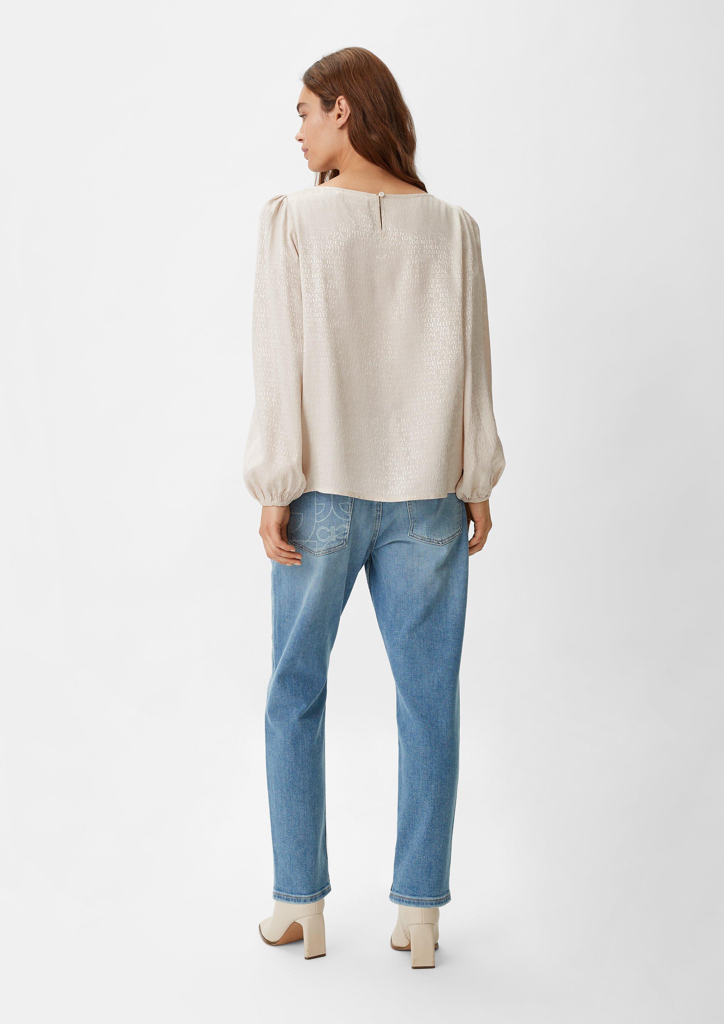 Jacquard-Bluse aus Viskose - helles beige