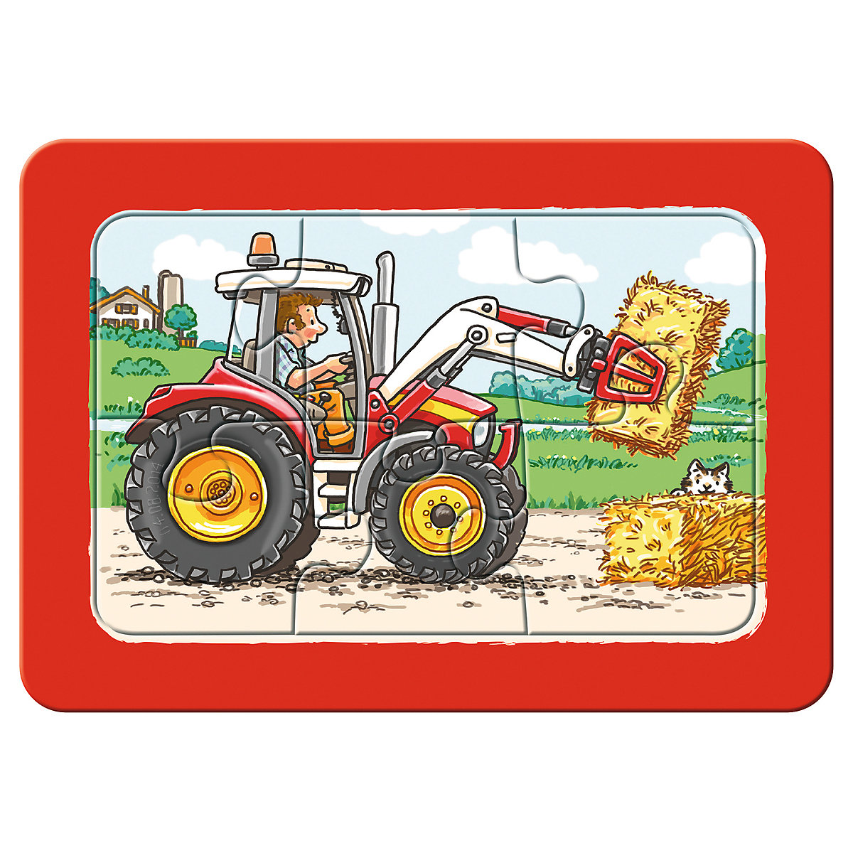 3er Set Puzzle, je 6 Teile, 21x15 cm, mit Rahmen, Bagger, Traktor und Kipplader