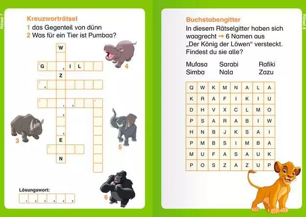 Disney Der König der Löwen: Kreuzworträtsel zum Lesenlernen