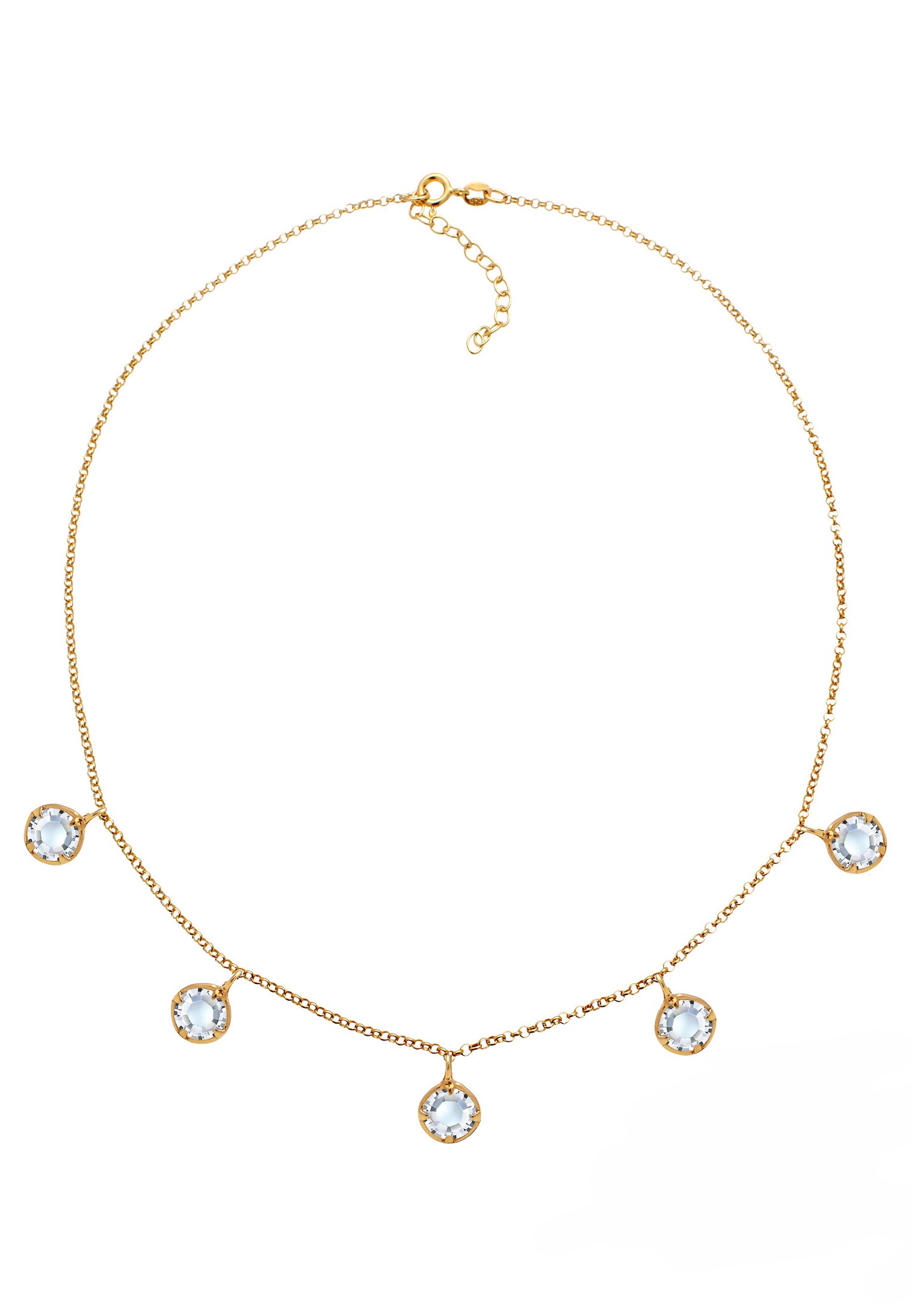 Elli Choker Minimal Basic Privjesci s kristalima Ženska ogrlica - (925/1000) Srebro Pozlaćeno