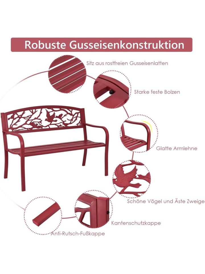 COSTWAY Gartenbank Gusseisen in Rot günstig kaufen onesize