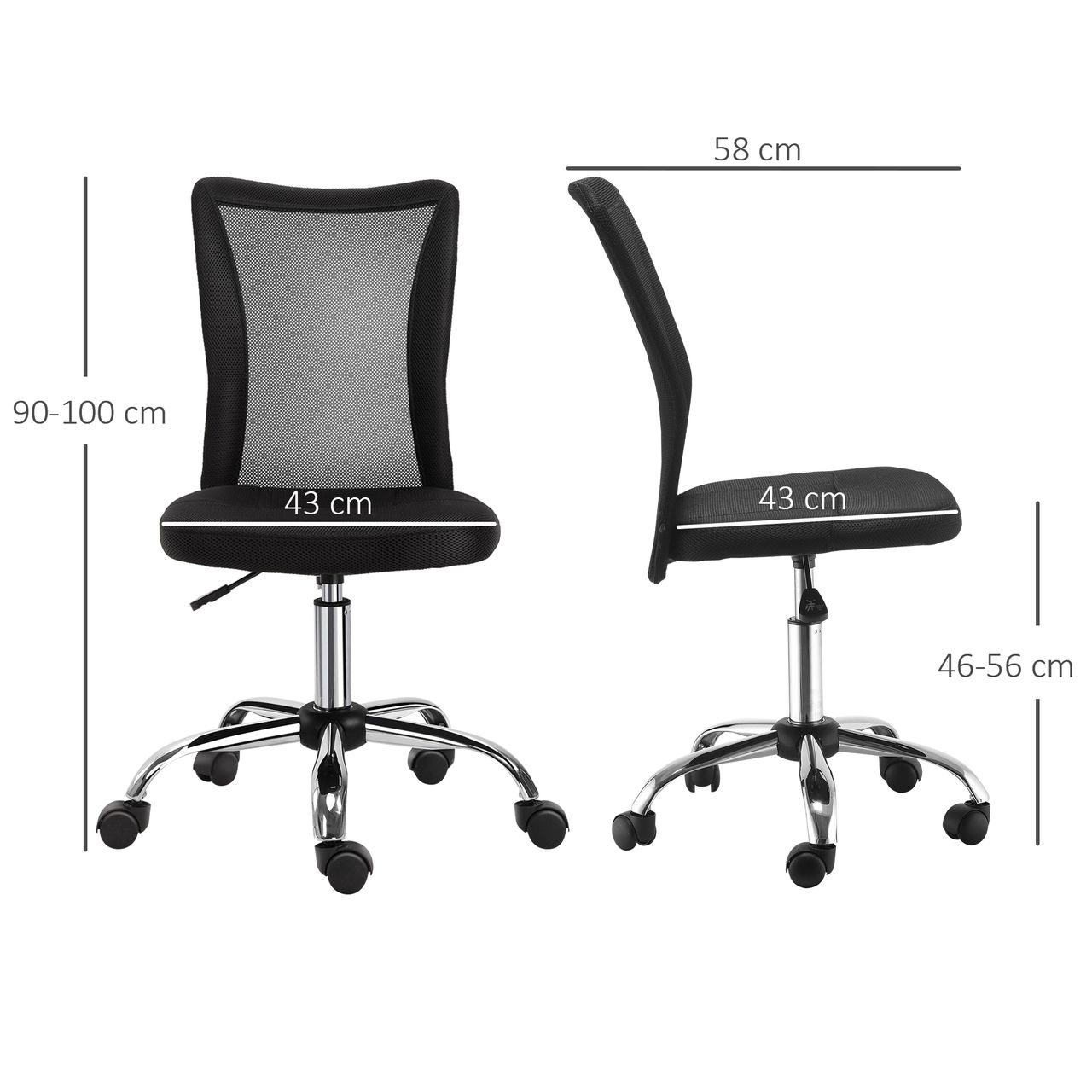 Vinsetto Bürostuhl Ergonomisch, Höhenverstellbarer Schreibtischstuhl, Mesh