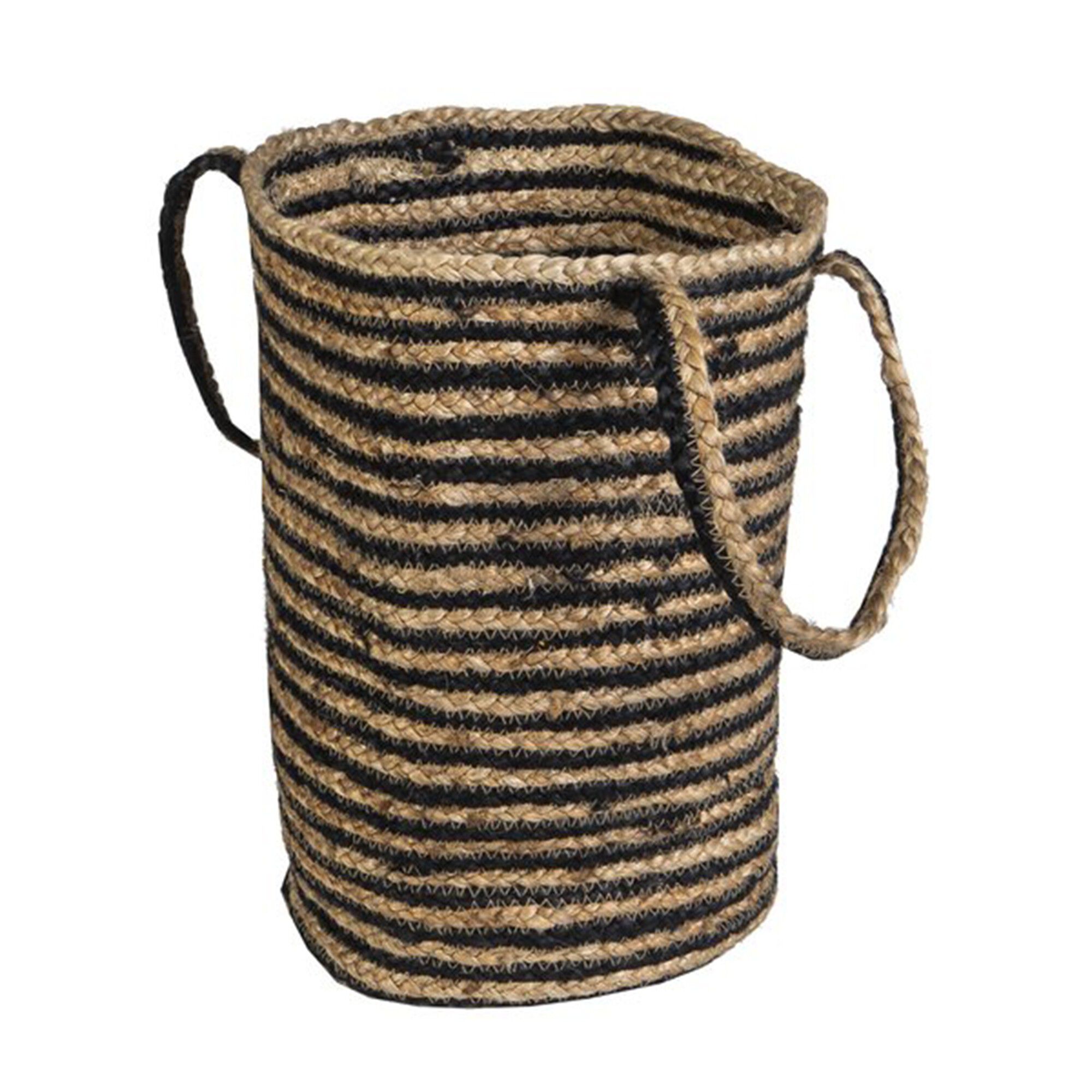 Panier de rangement Zebu en jute rayé noir/naturel