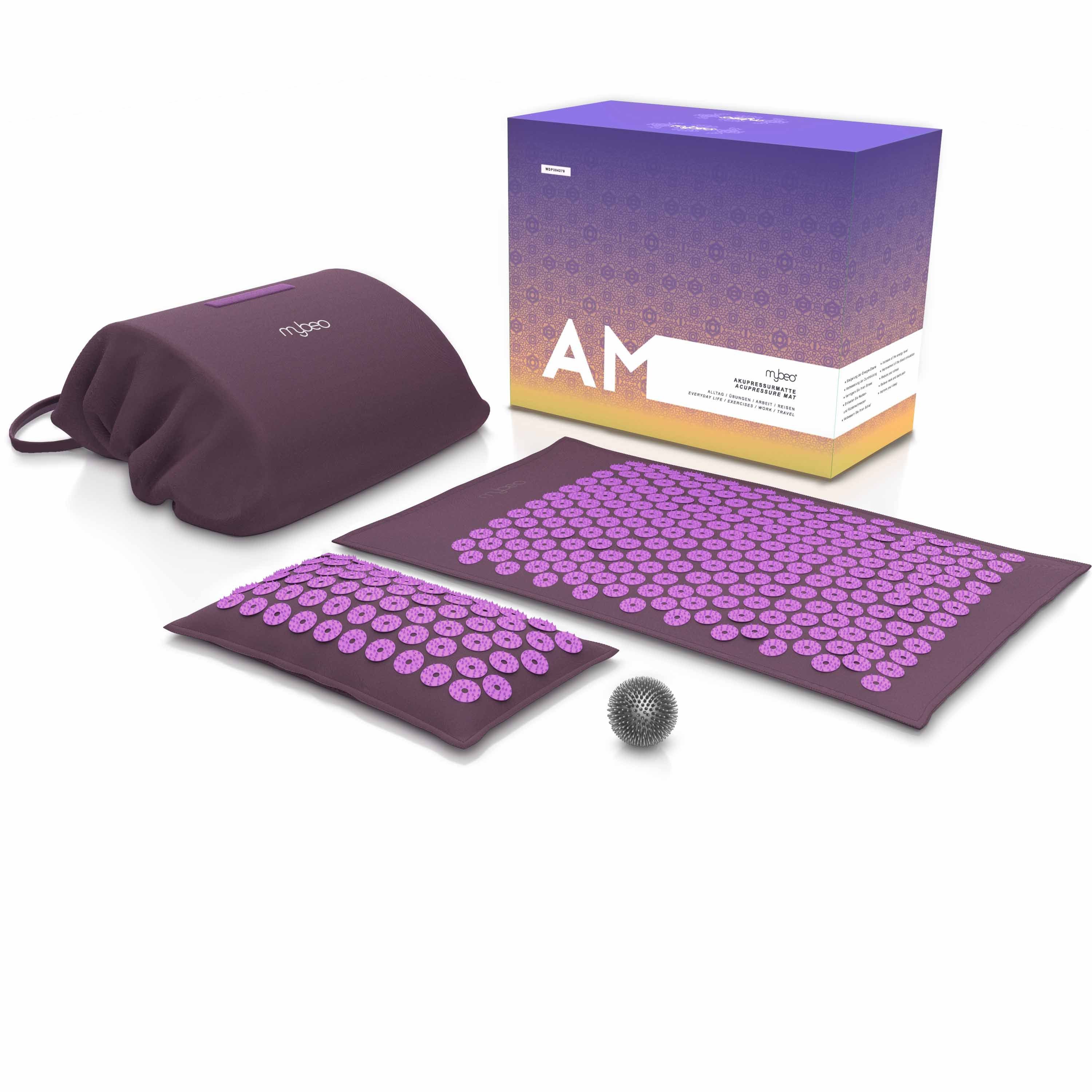 MyBeo Akupressurmatte (Set, 3-St), 71 x 44cm Faszienset, Matte, Kissen & Massageball