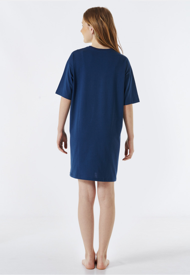 Sleepshirt kurzarm Organic Cotton College Maus nachtblau - Nightwear