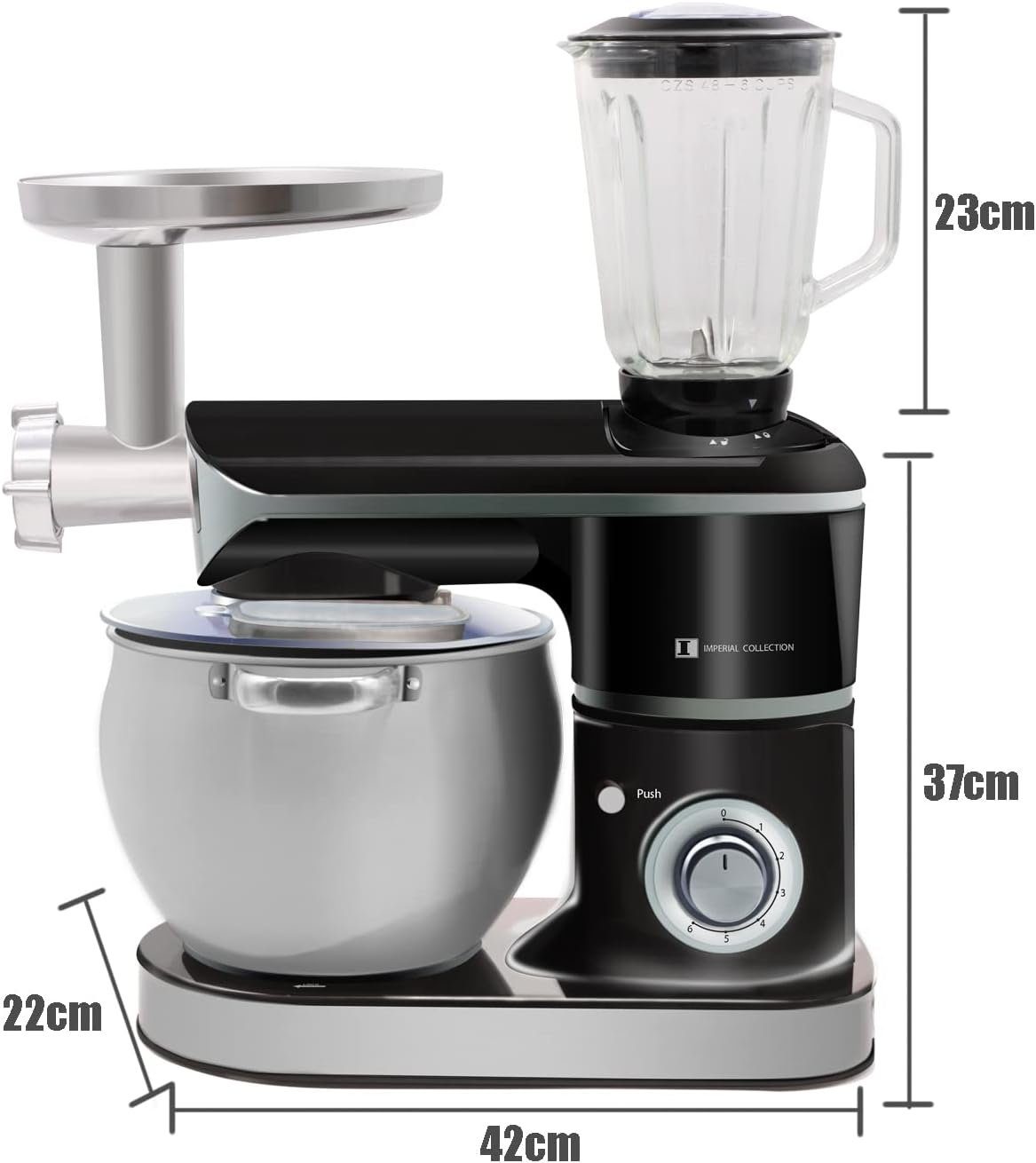 Kraftline Küchenmaschine 3in1 Küchenmaschine 2200W 6 Gänge 8.5L Spülfest, 2200,00 W, 8,50 l Schüssel