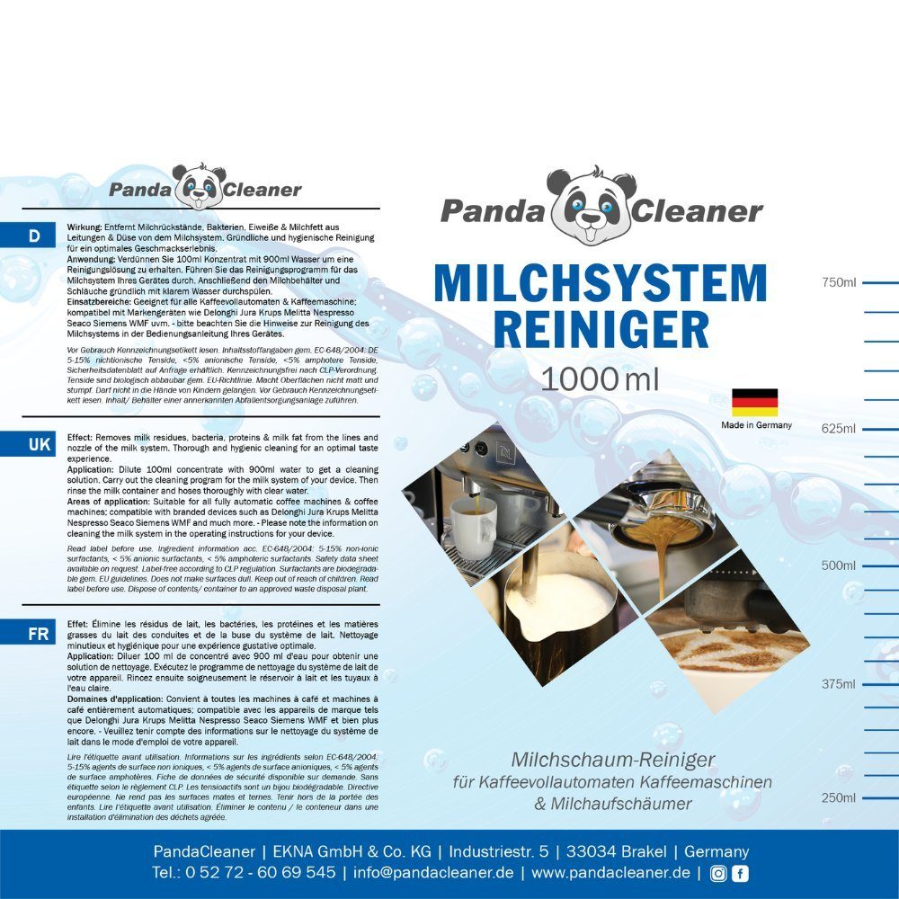 PandaCleaner Milchkreislauf-Reiniger - Kaffeevollautomaten Reiniger Milchsystem-Reiniger (1l)