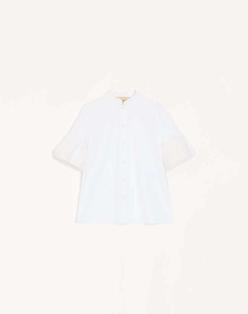 Camisa de algodão popeline bordada