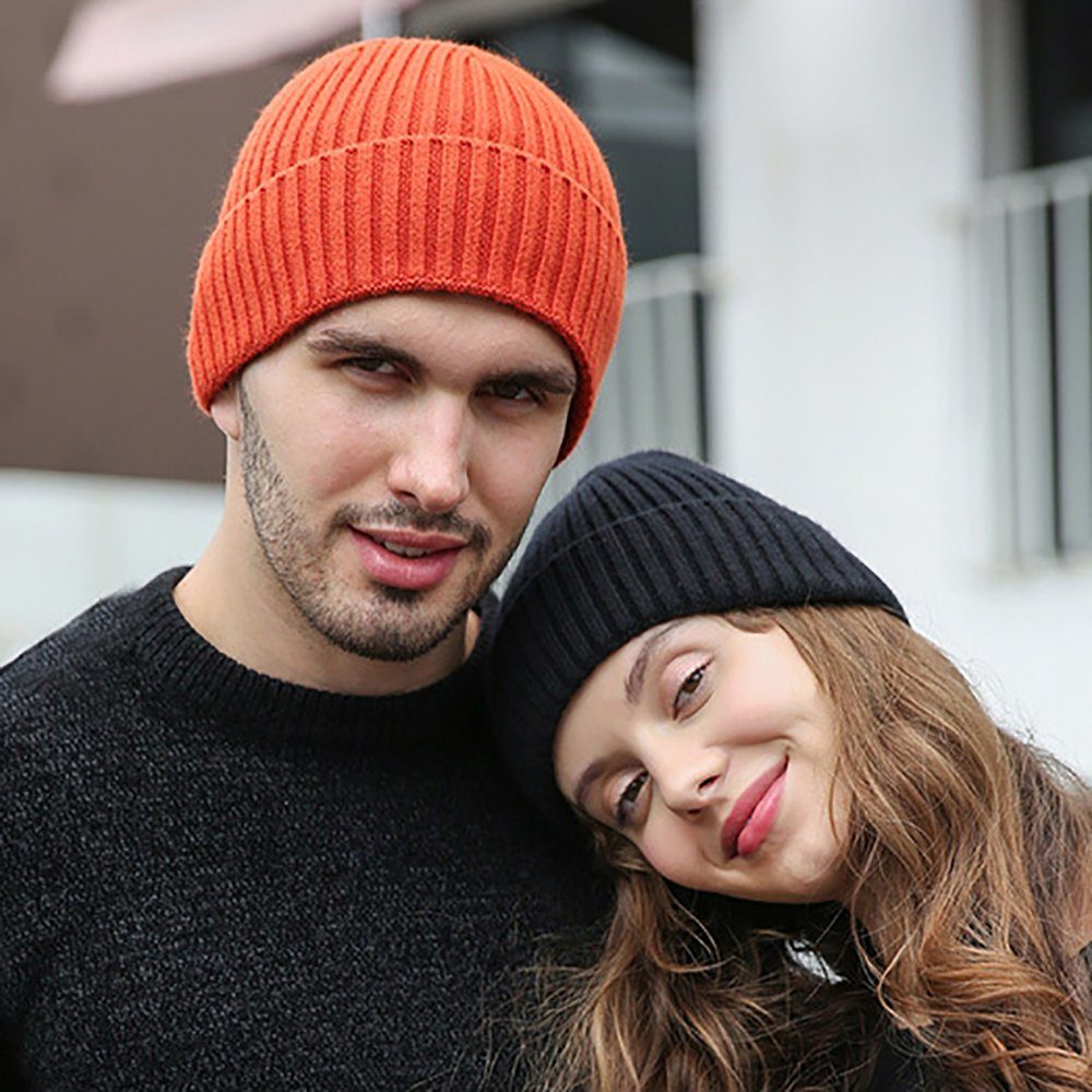 CAMILA Beanie Strickmütze aus Kerngarn für Herren und Damen, Herbst und Winter