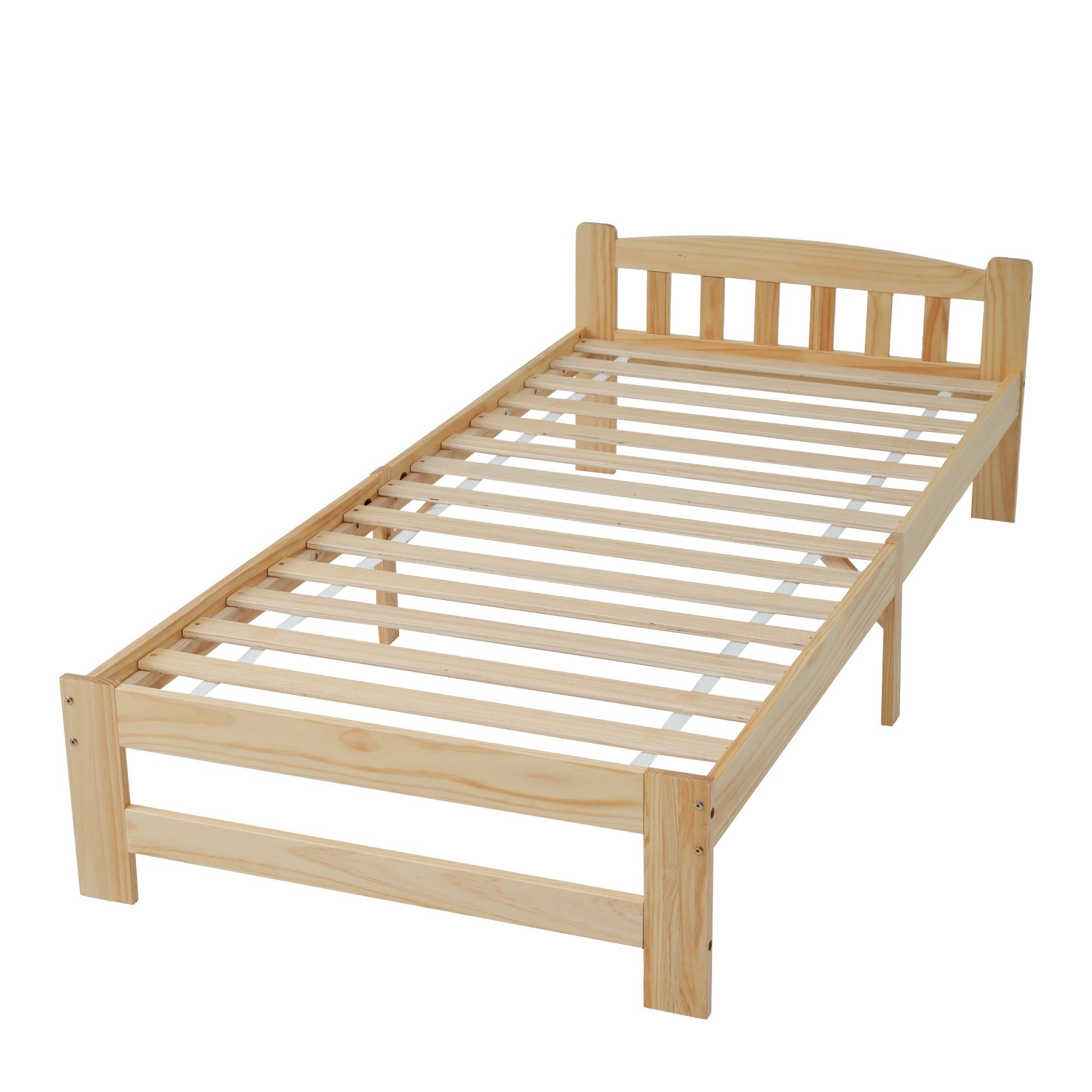 Gotagee Holzbett Futonbett Einzelbett mit Lattenroste Jugendbett Massivholzbett Natur