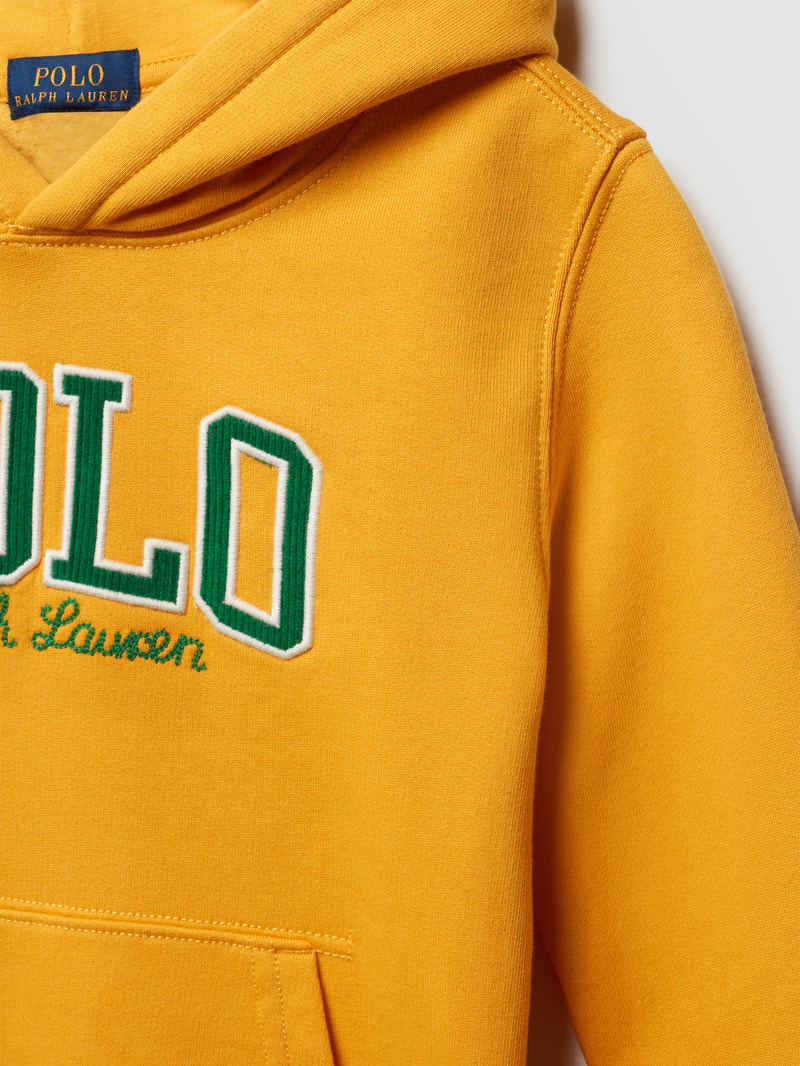 Hoodie mit Label-Stitching in senfgelb
