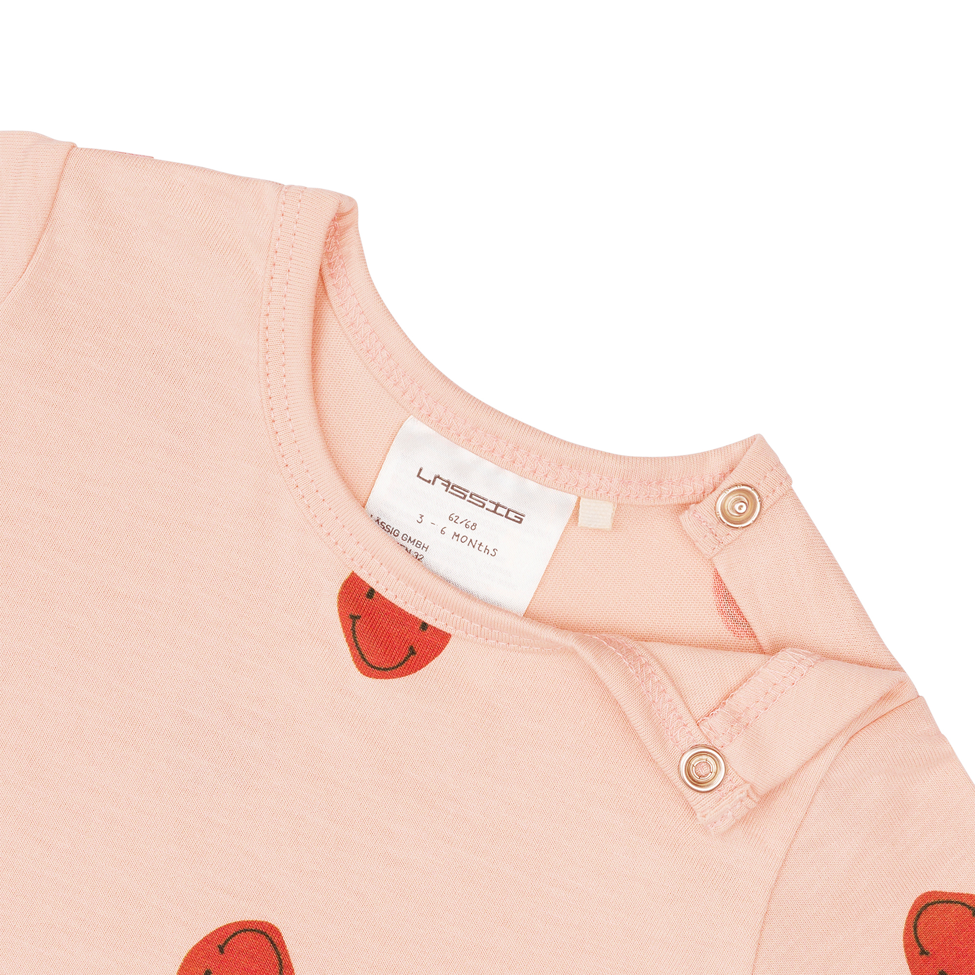Baby Jumpsuit - Bio Baumwolle, Herzen, Rosa