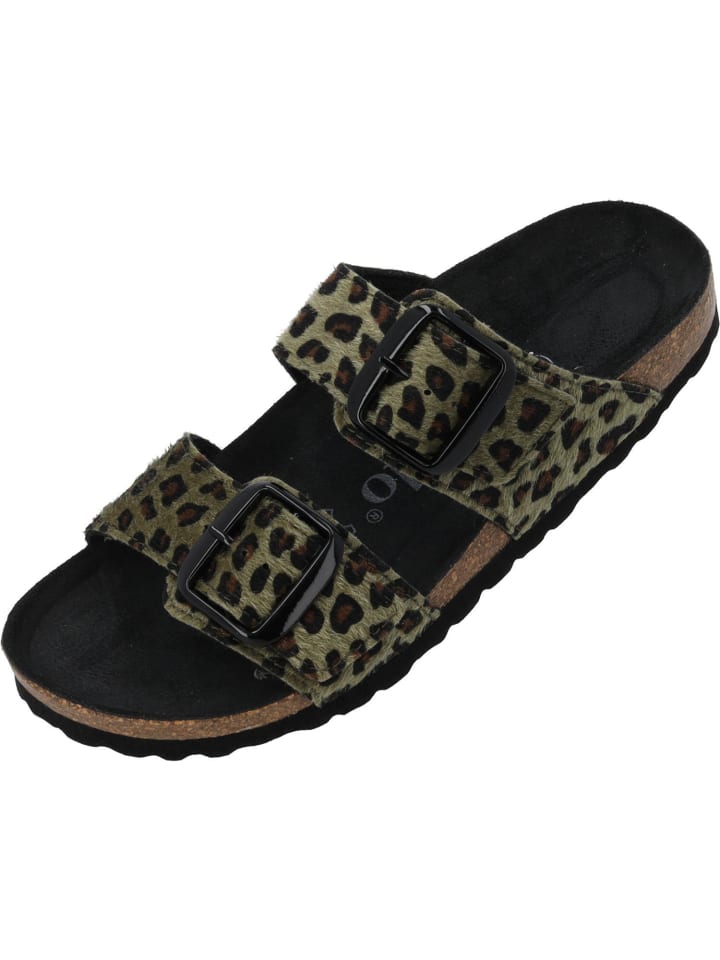 palado Pantoletten in Leo Kaki Grün günstig kaufen