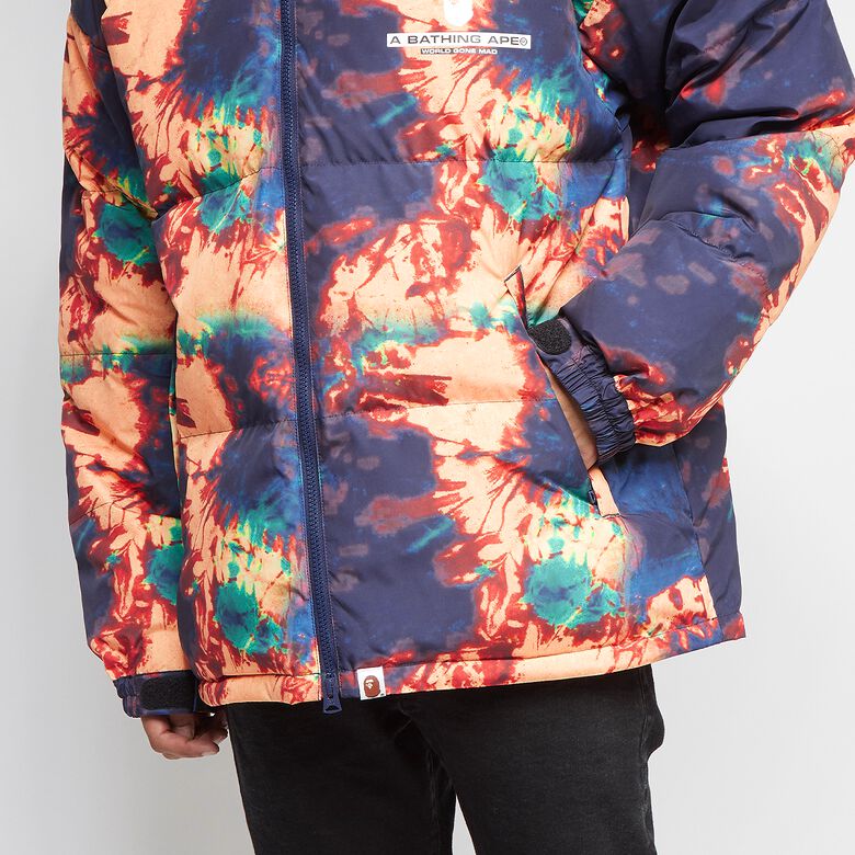 A Bathing Ape Tie Dye Loose Fit Down Jacket navy