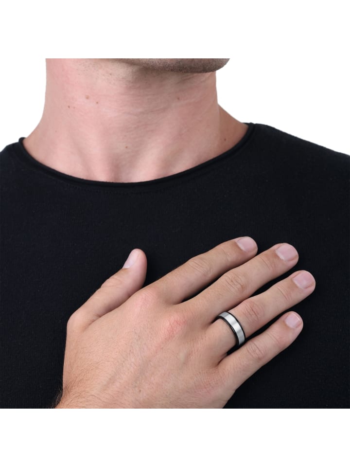 Amor Ring Edelstahl, IP Schwarz in Silber günstig kaufen