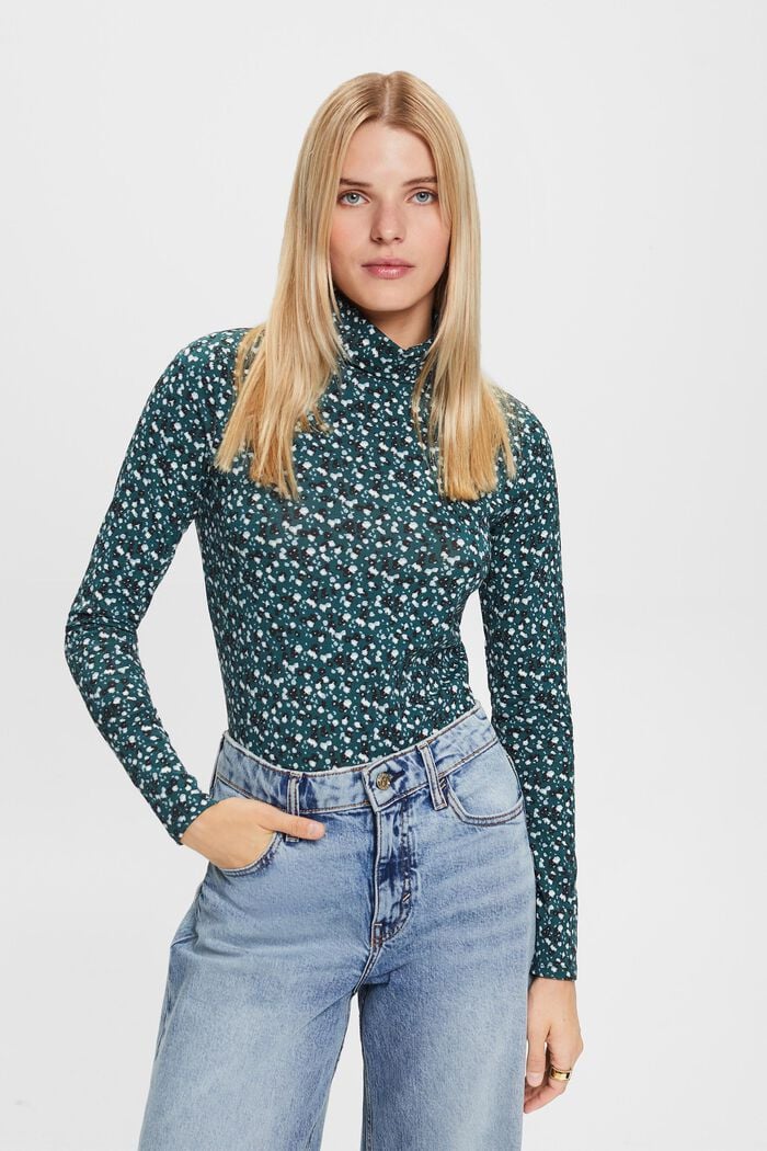 Longsleeve mit Print und Rollkragen
