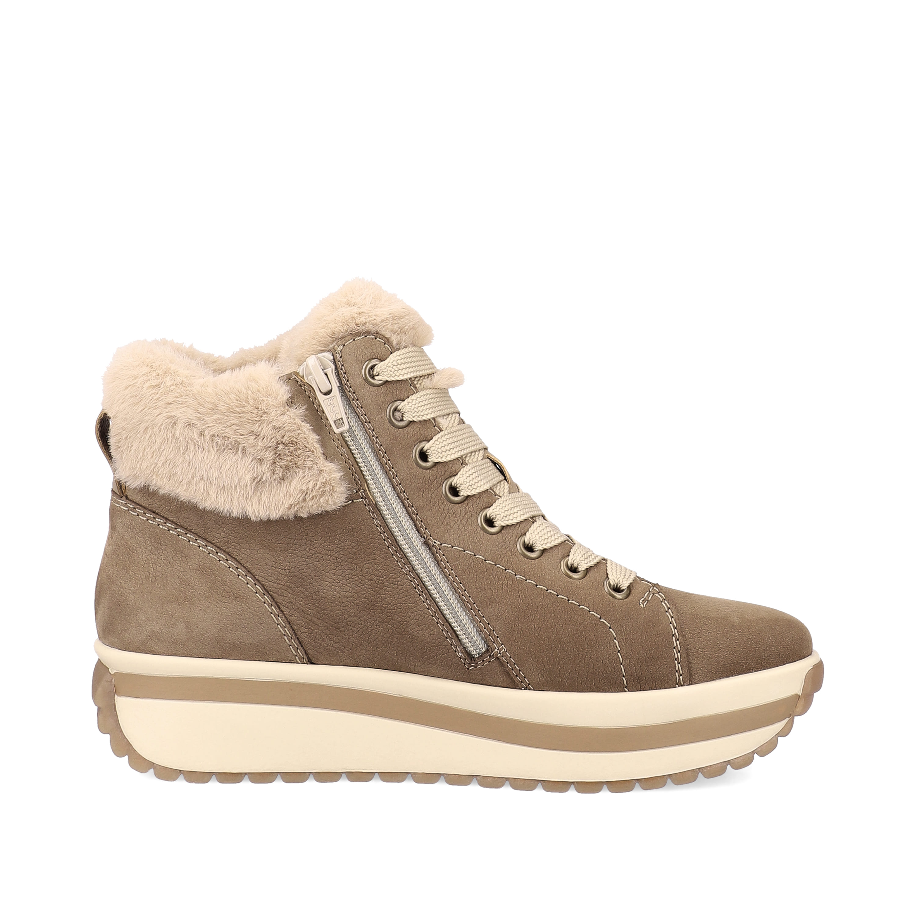 Rieker Damen Sneaker High caramel-brown creme-beige