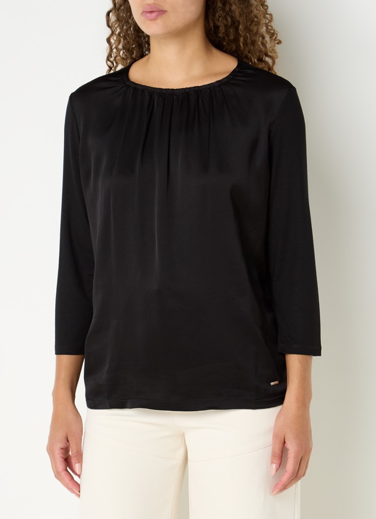 Top BRAX Clara in raso con scollo rotondo
