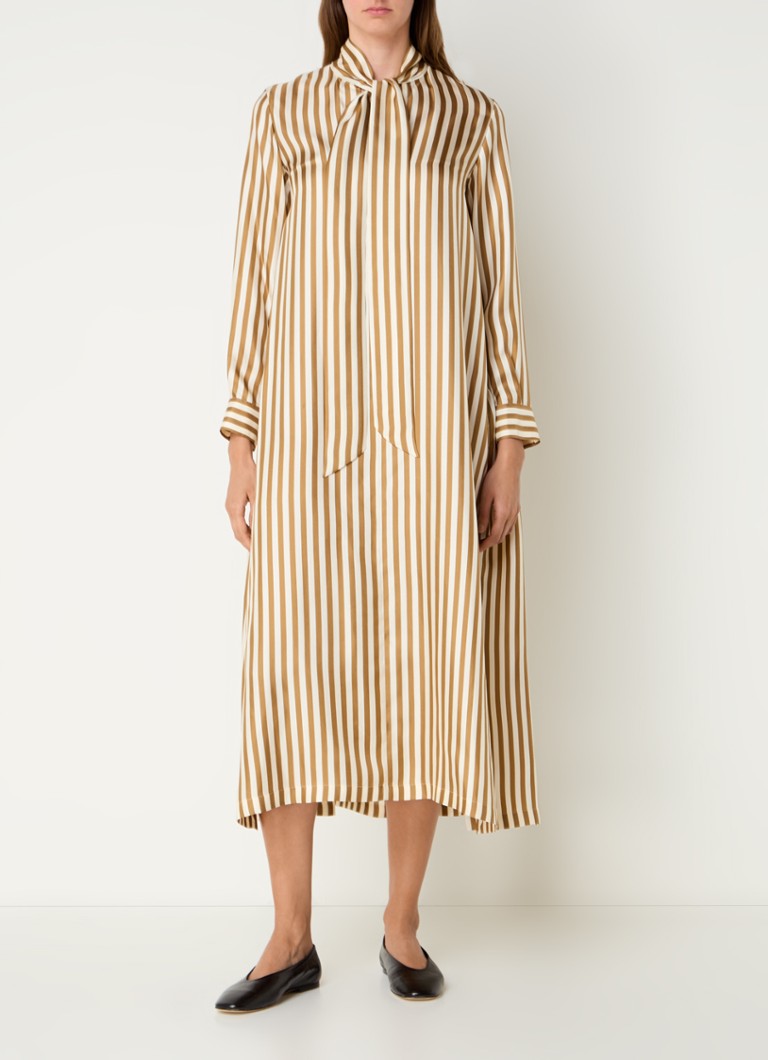 Vestido túnica midi de seda a rayas MaxMara Faesite