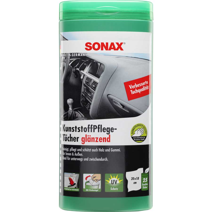 SONAX 412100 KunststoffPflegeTücher glänzend Box 25 Stück - ATU