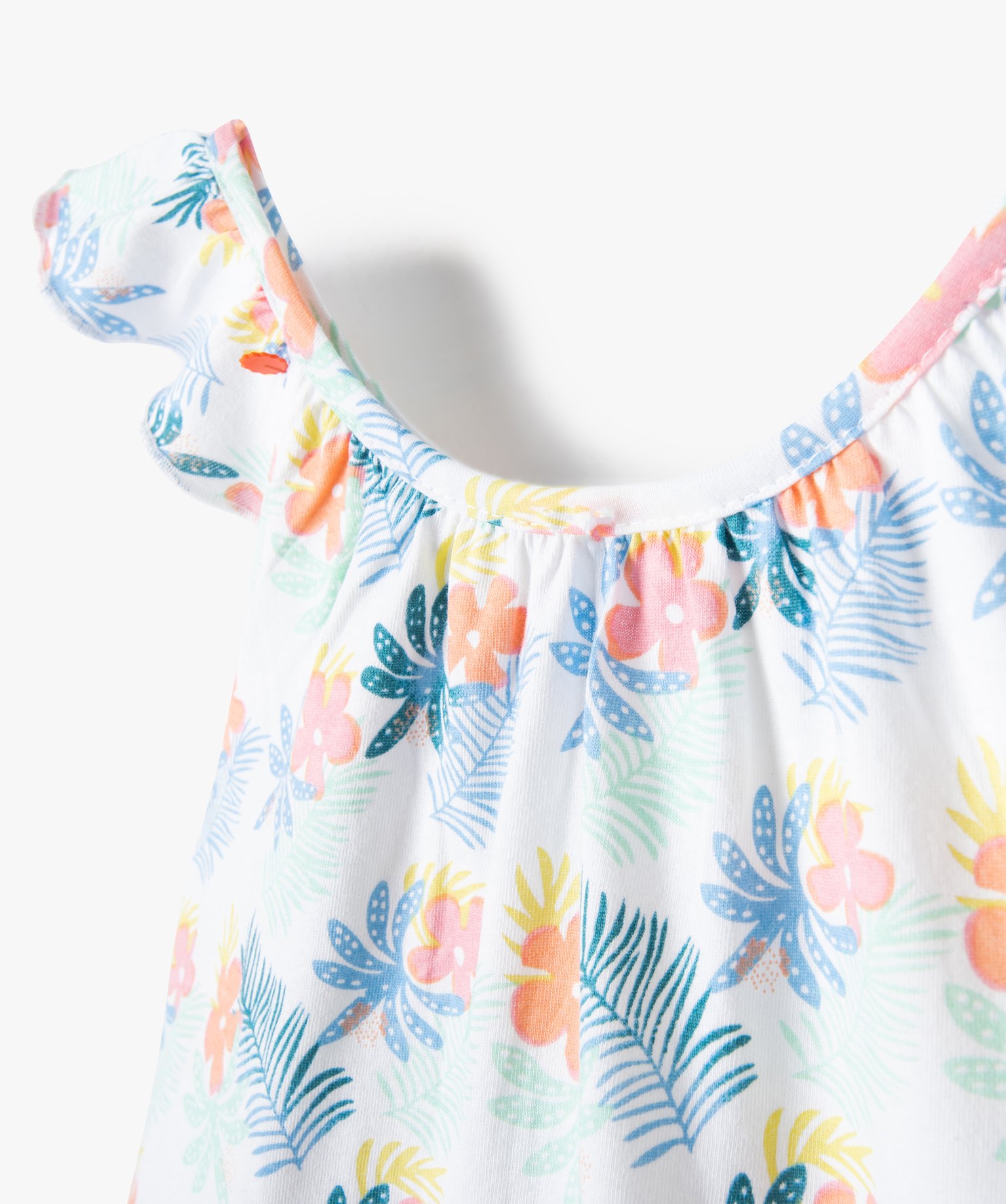 Chemise de nuit fille à motifs fleuris avec volants sur les... imprime | GEMO