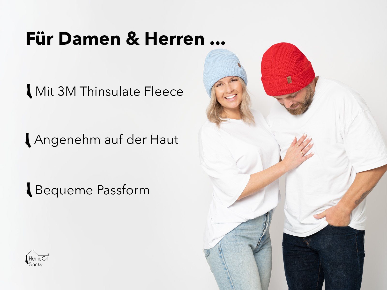 HomeOfSocks Beanie Beanie Mütze Damen Herren THINSULATE Wasserdichte Fleece Warm Winter mit Umschlag