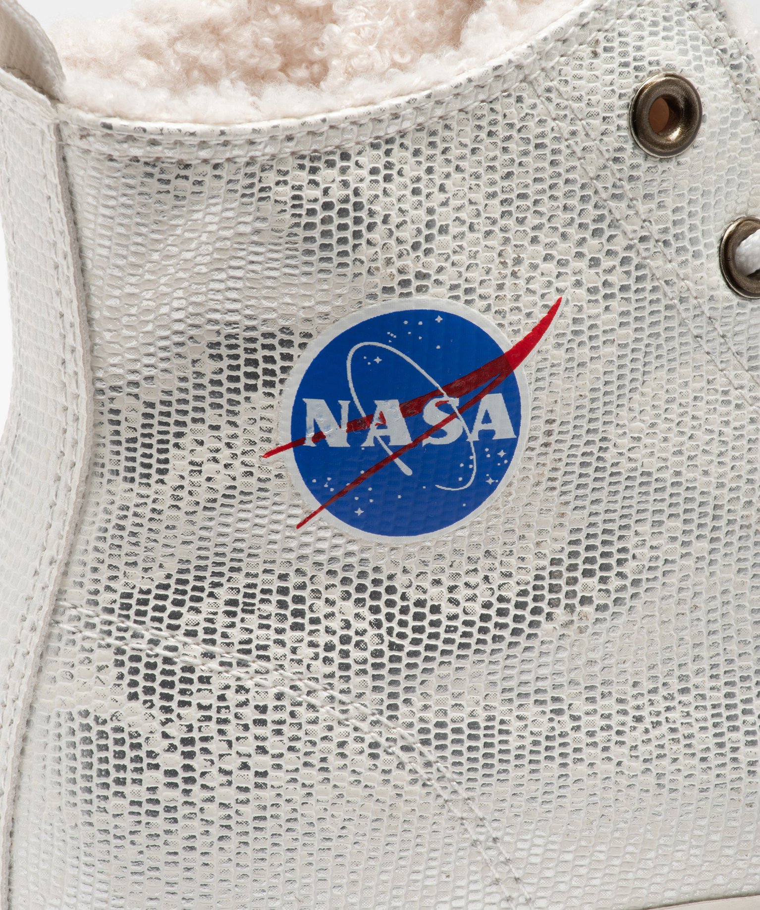 Baskets femme montantes à motifs fourrées Sherpa - Nasa argent | GEMO