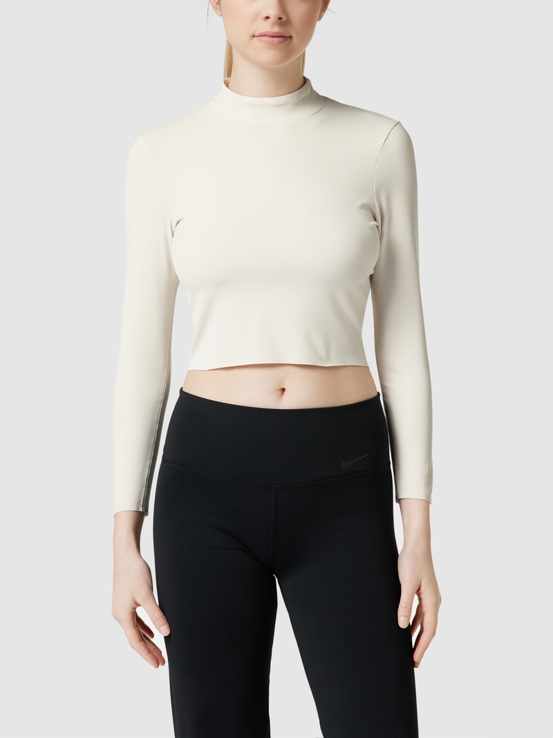 Cropped Longsleeve mit Stehkragen in offwhite